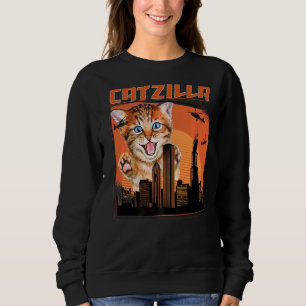 Sweatshirt Catzilla vintage Cute Kitten Toujours Faim Chat 1