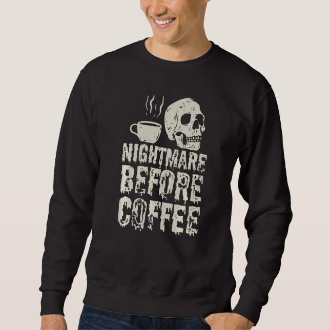 Sweatshirt Cauchemar avant le café squelette et mug Halloween (Devant)
