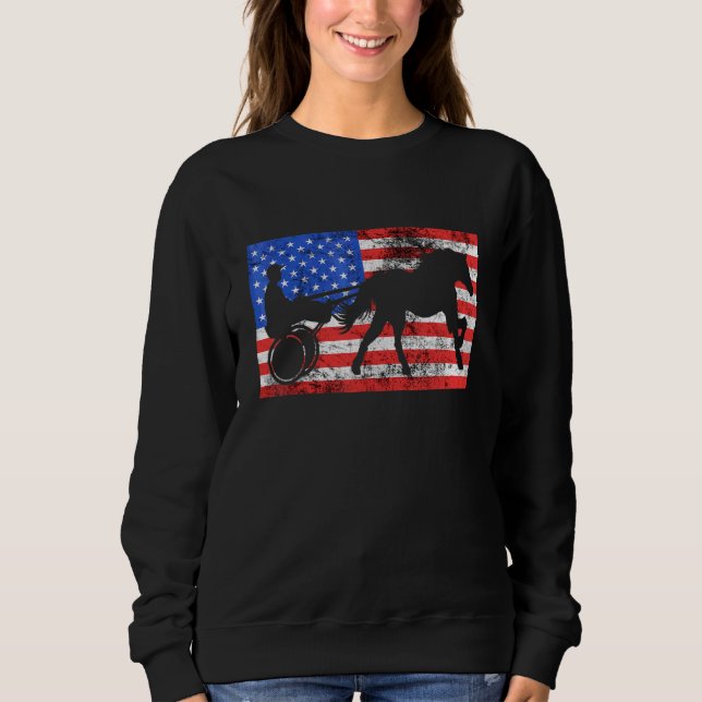 Sweatshirt Cavalier Américain Cheval Drapeau Usa Équitation H (Devant)