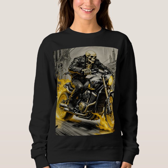 Sweatshirt Cavalier de la mort sur moto enflammée (Devant)