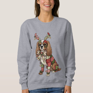 Sweatshirt Cavalier King Charles Spaniel Patchwork Noël