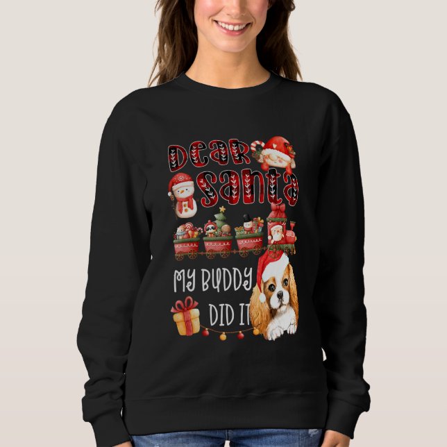 Sweatshirt Cavalier Spaniel Cher Père Noël Mon Épouse L'A Fai (Devant)