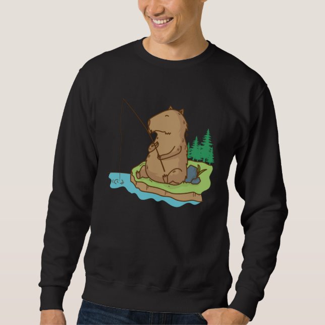 Sweatshirt Caviidae Guinea Pig loves Fishing (Devant)