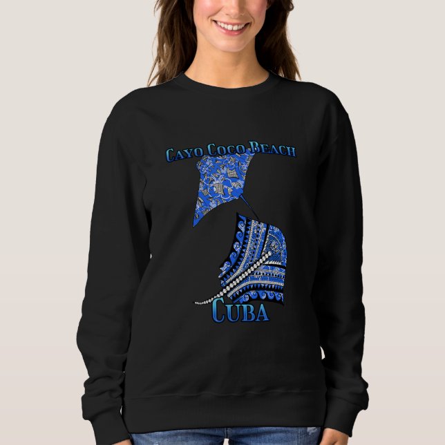 Sweatshirt Cayo Coco Beach Cuba Vacances Tribal Stingray (Devant)