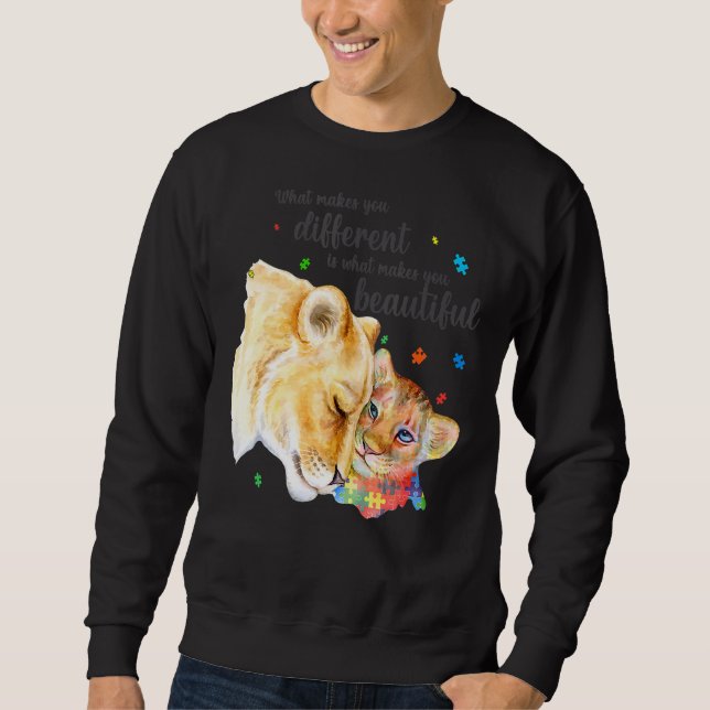 Sweatshirt Ce Qui Vous Fait Différent Lion Maman Autisme Enfa (Devant)