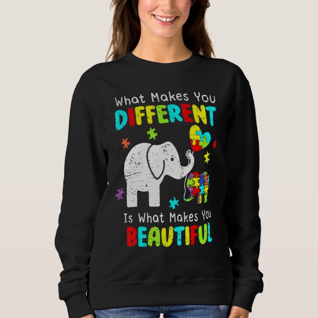Sweatshirt Ce qui vous rend différents éléphant maman Autisme (Devant)