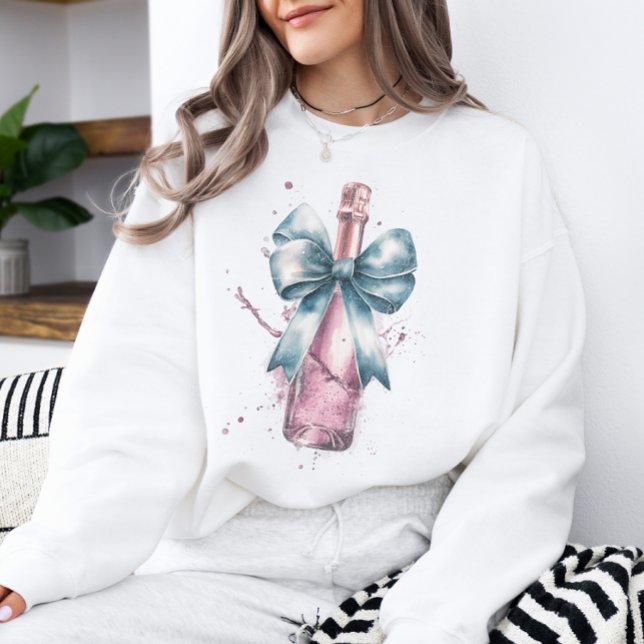Sweatshirt Célébration Champagne Coquette Nœud Saint-Valentin (Créateur téléchargé)