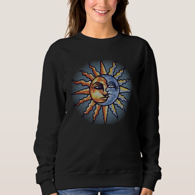 Sweatshirt Celestial Mosaic Sun & Moon Faces Graphic (Devant)