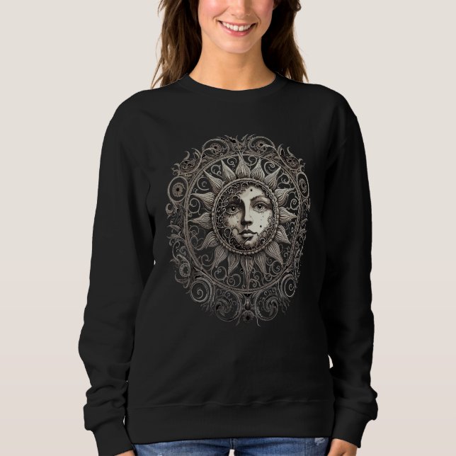 Sweatshirt Celestial Space Sun Moon Boho Luna Solar Astronomy (Devant)