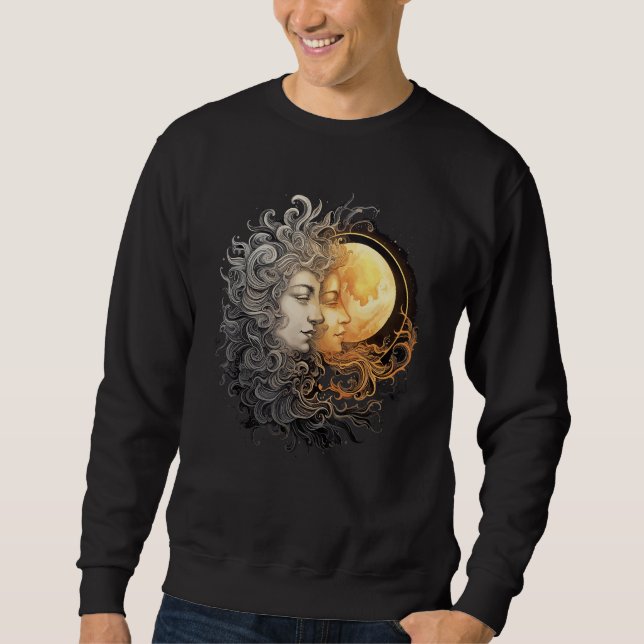Sweatshirt Celestial Space Sun Moon Boho Luna Solar Astronomy (Devant)