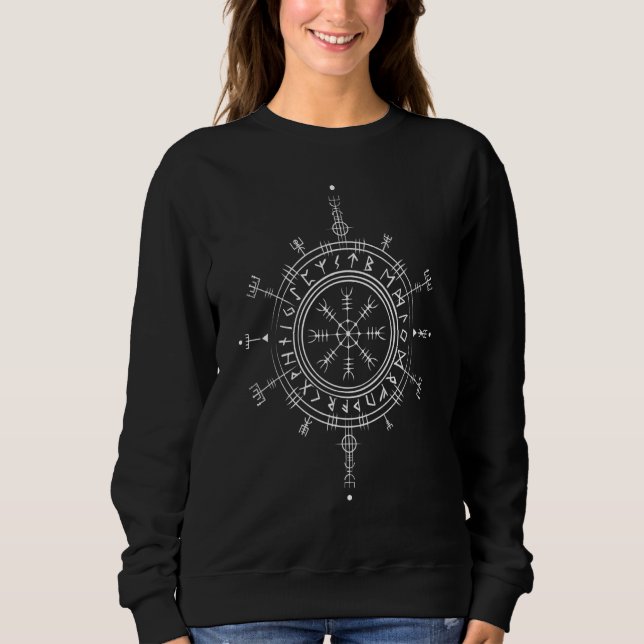 Sweatshirt Celtic Lucky Charm Viking Compass Vegvisir Pagan r (Devant)