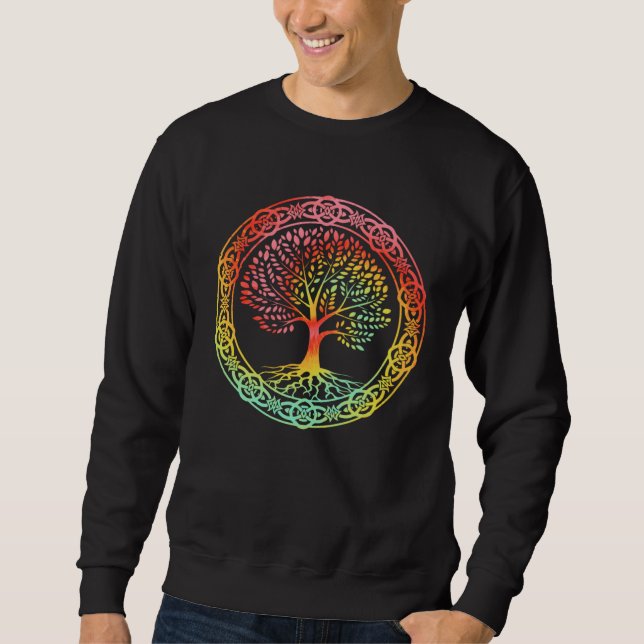 Sweatshirt Celtic Tree of Life Tie Dyed Nordic Yggdrasil Viki (Devant)