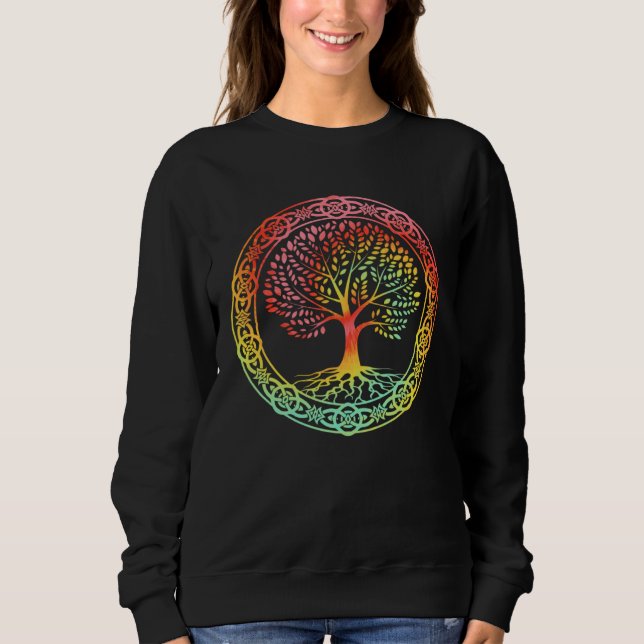 Sweatshirt Celtic Tree of Life Tie Dyed Nordic Yggdrasil Viki (Devant)