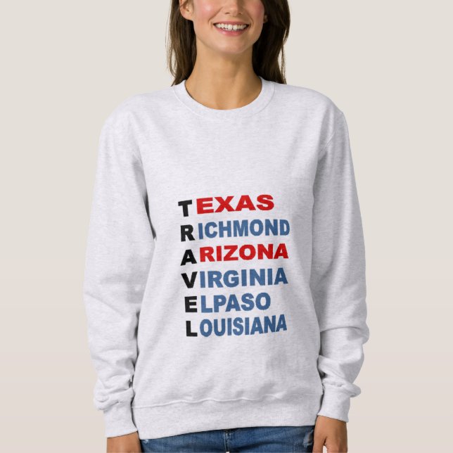 Sweatshirt cendre femme  TRAVEL  USA  (Devant)