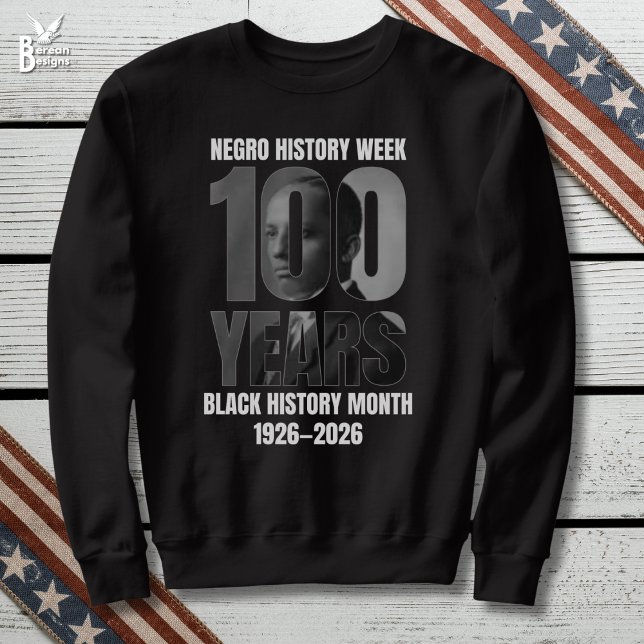 Sweatshirt Centenaire de la Semaine de l'histoire des Noirs M (Black History Month 100 Years Centennial Souvenir sweatshirt with Carter Woodson image)