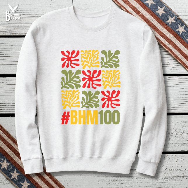 Sweatshirt Centenaire de l'histoire noire Fleur abstraite (BHM100 Black History Month Centennial Sweatshirt celebrating 100 Years with abstract floral design)