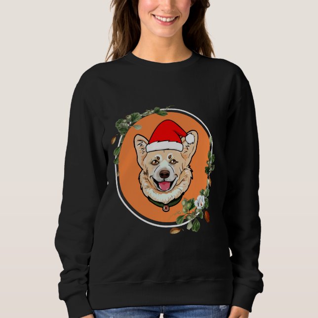 Sweatshirt Cercle Floral Corgi Orange (Devant)