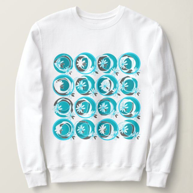 Sweatshirt Cercles d'accentuation Fleurs Arrière - plans Turq (Design devant)