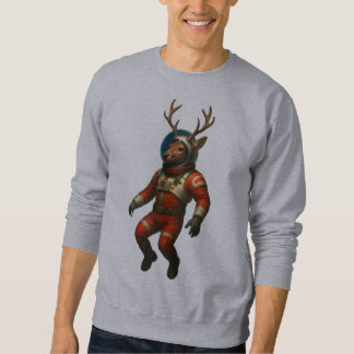 Sweatshirt Cerf astronaute en costume rouge