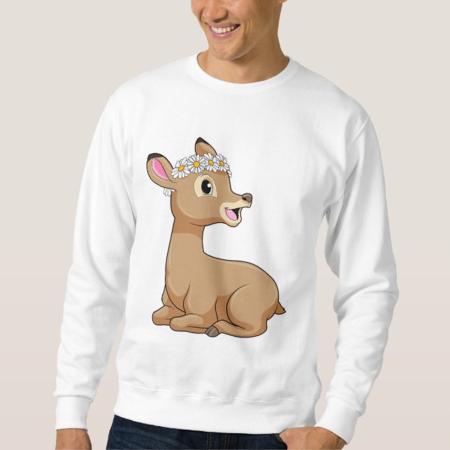 Sweatshirt Cerf avec fleur de marguerite (Devant)
