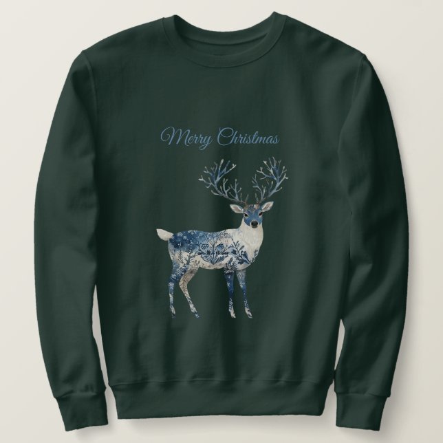 Sweatshirt Cerf Chic Bleu Blanc (Design devant)