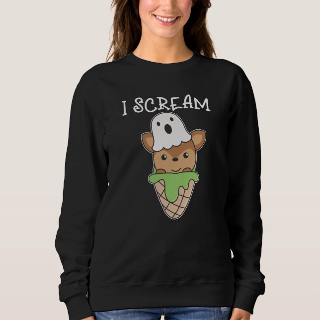 Sweatshirt Cerf Halloween Ghost I Scream Ice Cream Pun (Devant)