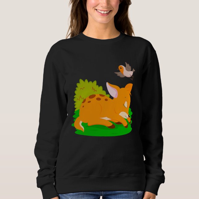 Sweatshirt Cerf Mignon Bébé Garçons Filles Cerf Endormi (Devant)