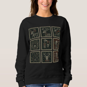 Sweatshirt Cerf squelettique gothique et tampon de couronne e