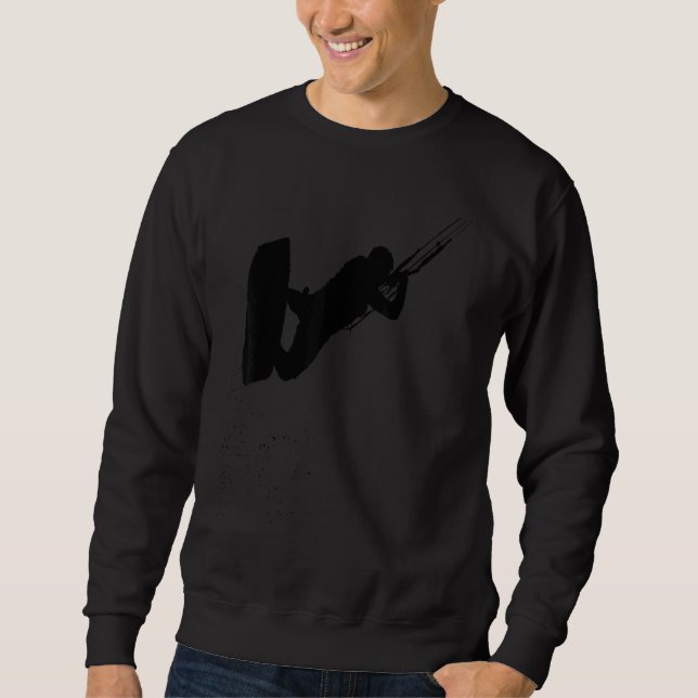 Sweatshirt Cerf-volant de kitesurfing silhouette noire (Devant)