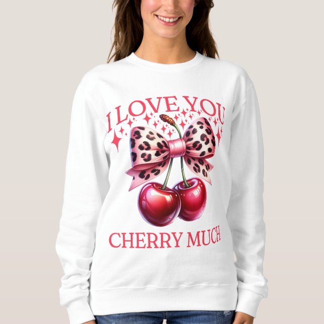 Sweatshirt Cerise vintage et arc rose Femmes (Devant)