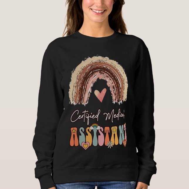 Sweatshirt Certifié Médicale Assistant CMA Super Retro Rainb (Devant)