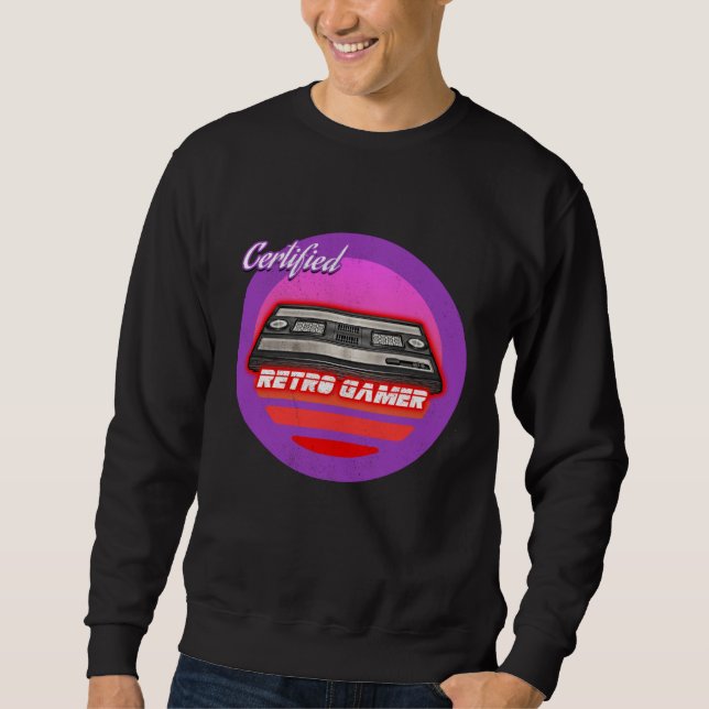 Sweatshirt Certified Retro Gamer 1970 1980 1990 Video Game Co (Devant)