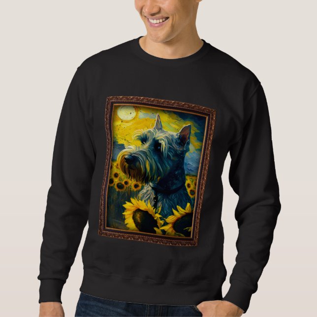Sweatshirt Cesky Terrier Painting Sunflower Flower Mom Women  (Devant)