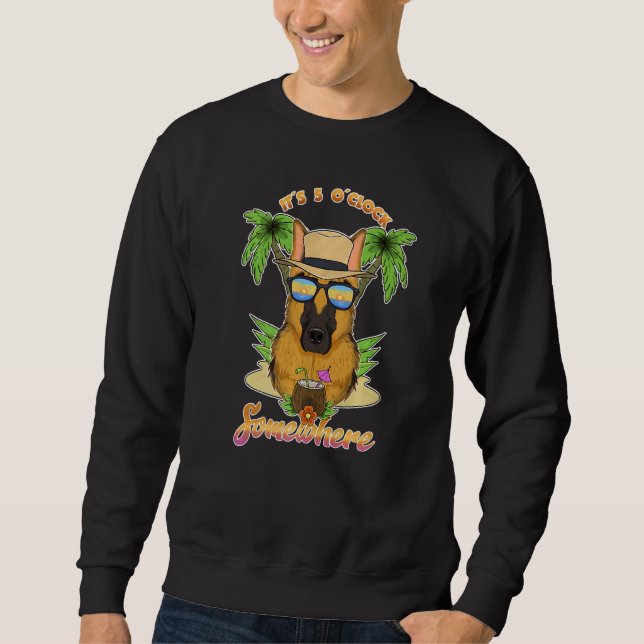 Sweatshirt C'est 5 heures quelque part en buvant Berger allem (Devant)
