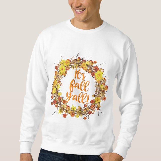 Sweatshirt C'est automne Y'all Orange Feuilles d'automne (Devant)
