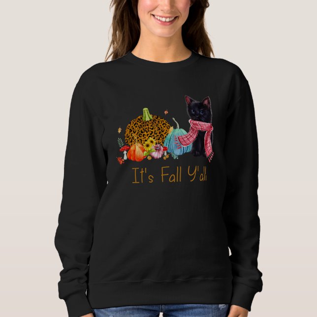 Sweatshirt C'est Chat Chat Chat Chaud Chat Citrouille Merci (Devant)