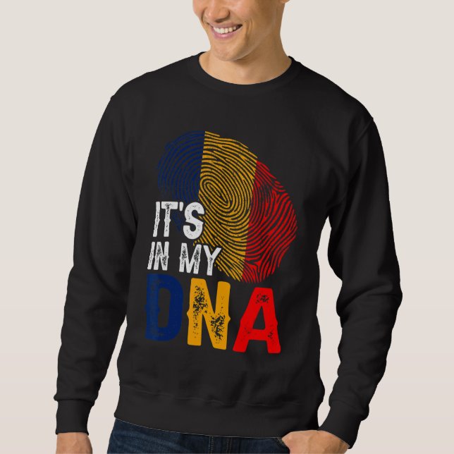 Sweatshirt C'est dans mon Adn Roumanie Drapeau Empreinte Patr (Devant)