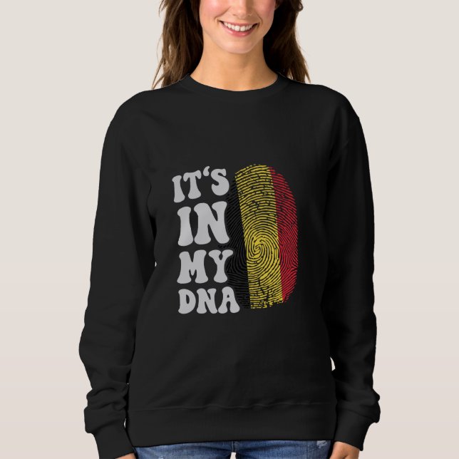 Sweatshirt C'est drôle dans mon ADN Belgique drapeau Empreint (Devant)