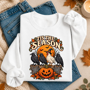 Sweatshirt C'est la saison drôle de poulet Halloween corbeau