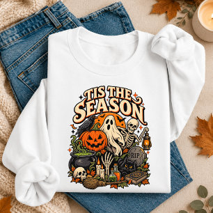 Sweatshirt C'est la saison Halloween Fantôme Squelette Sorciè