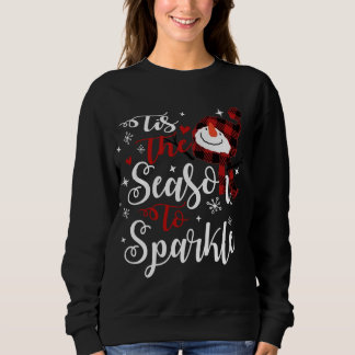 Sweatshirt C'Est La Saison Pour Éclater Xmas Snowman Red Plai