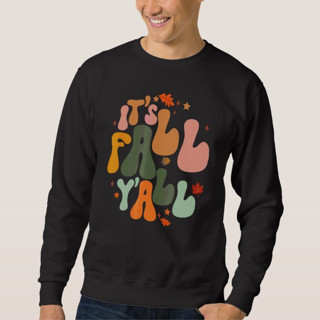 Sweatshirt C'est l'automne les gars Groovy Retro Feuilles d'a (Devant)