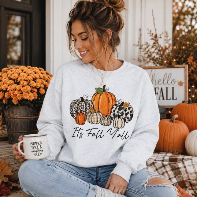 Sweatshirt C'est l'automne, typographie de champ de citrouill (Créateur téléchargé)