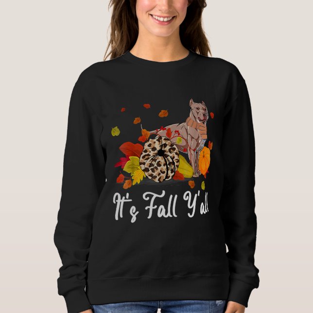 Sweatshirt C'est l'automne Y'all American Bully Dog Thanksgiv (Devant)