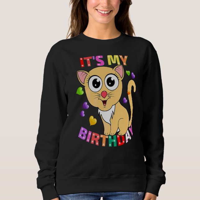 Sweatshirt C'est mon chat d'anniversaire pour les femmes Ados (Devant)