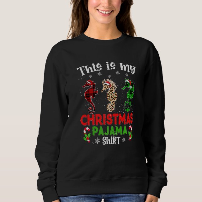 Sweatshirt C'est mon Hippocampe d'Animaux de Pyjama de Noël L (Devant)