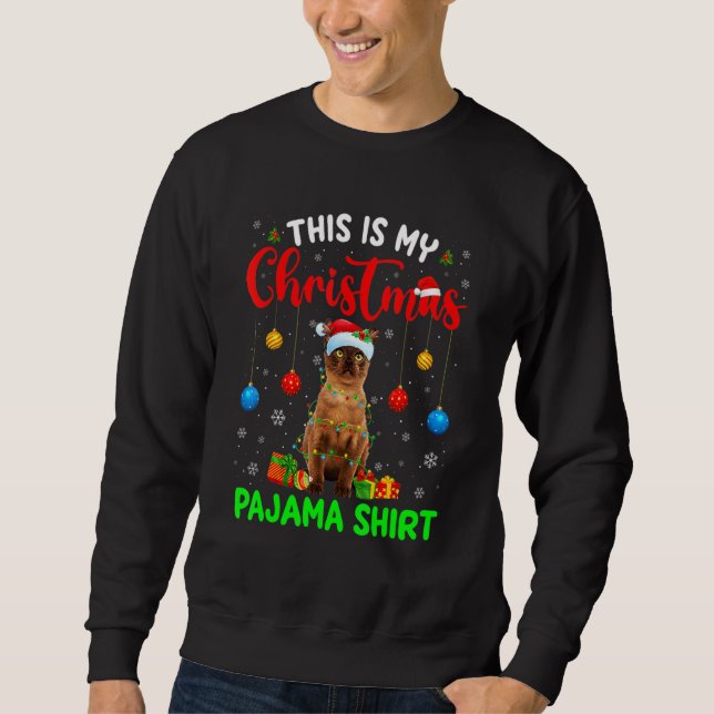 Sweatshirt C'Est Mon Pyjama De Noël Chat Birman Arbre De Noël (Devant)