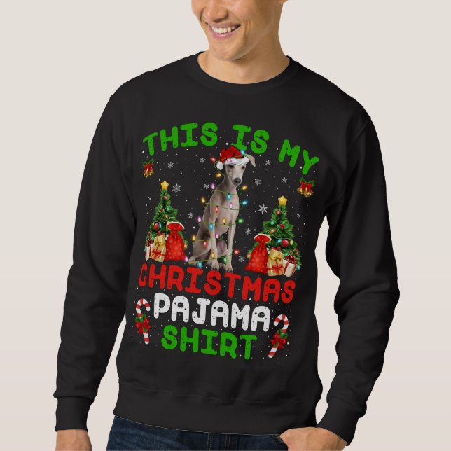 Sweatshirt C'Est Mon Pyjama De Noël Chien Grise Italien (Devant)