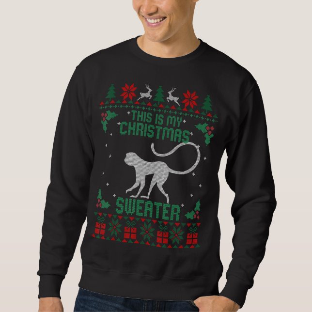 Sweatshirt C'Est Mon Singe Doux De Noël Moins Vilain Noël (Devant)