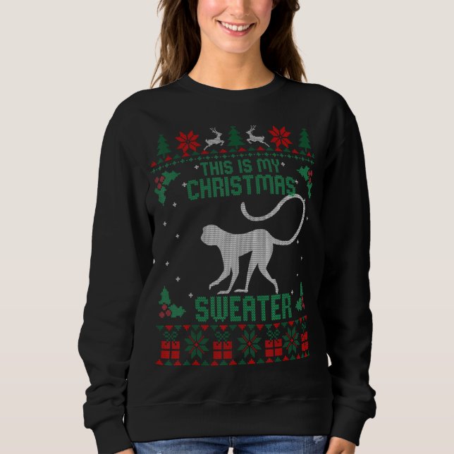 Sweatshirt C'Est Mon Singe Doux De Noël Moins Vilain Noël (Devant)